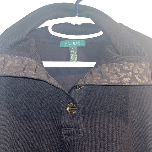 Lauren Ralph Lauren Black w gold button top large - Picture 2 of 5